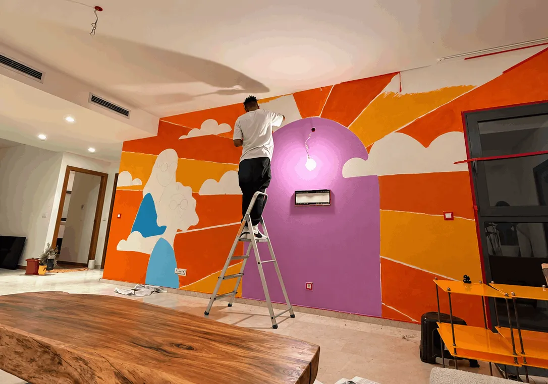Fresque murale en cours de réalisation (photo à remplacer)